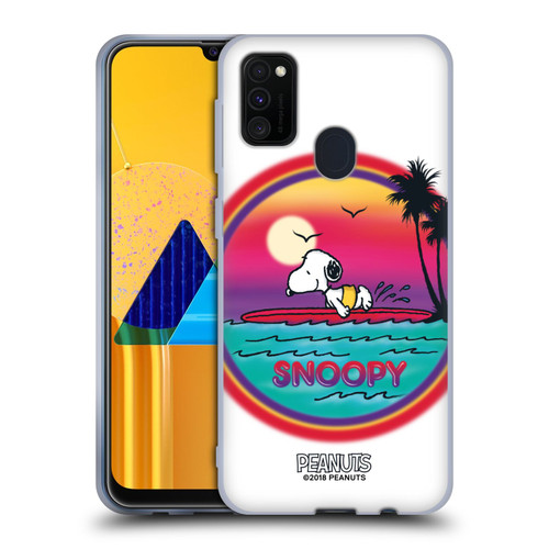 Peanuts Snoopy Boardwalk Airbrush Beach Surf Soft Gel Case for Samsung Galaxy M30s (2019)/M21 (2020)