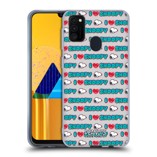 Peanuts Snoopy Boardwalk Airbrush I Love Pattern Soft Gel Case for Samsung Galaxy M30s (2019)/M21 (2020)