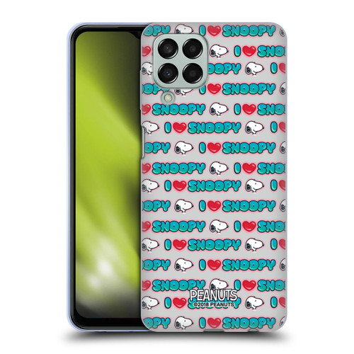 Peanuts Snoopy Boardwalk Airbrush I Love Pattern Soft Gel Case for Samsung Galaxy M33 (2022)