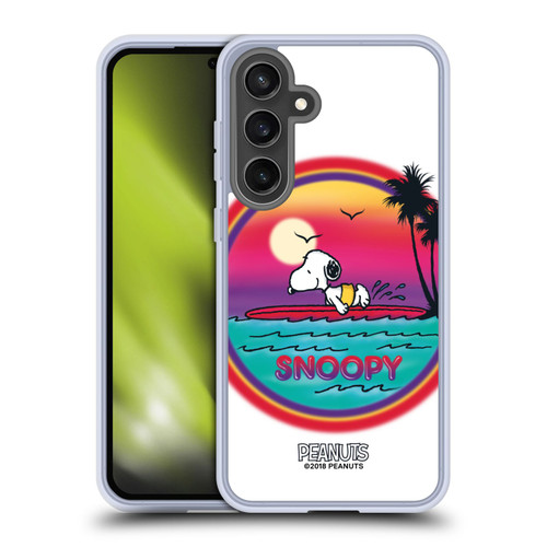 Peanuts Snoopy Boardwalk Airbrush Beach Surf Soft Gel Case for Samsung Galaxy S24 FE & MagSafe