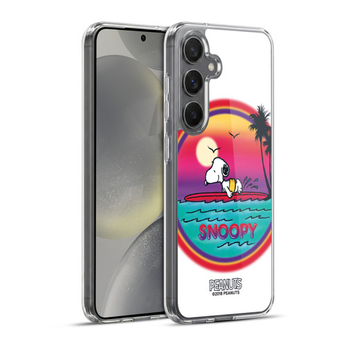 Peanuts Snoopy Boardwalk Airbrush Beach Surf Soft Gel Case for Samsung Galaxy S24+ 5G & MagSafe