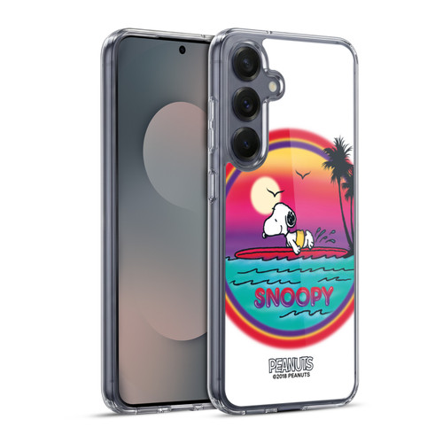 Peanuts Snoopy Boardwalk Airbrush Beach Surf Soft Gel Case for Samsung Galaxy S25+ & MagSafe