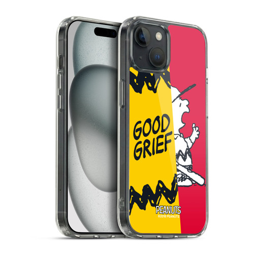 Peanuts Halfs And Laughs Charlie Good Grief Soft Gel Case for Apple iPhone 15 Plus & MagSafe