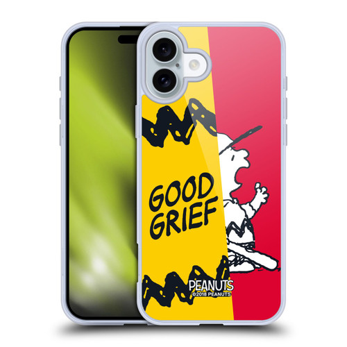 Peanuts Halfs And Laughs Charlie Good Grief Soft Gel Case for Apple iPhone 16 Plus & MagSafe