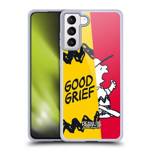 Peanuts Halfs And Laughs Charlie Good Grief Soft Gel Case for Samsung Galaxy S21+ 5G & MagSafe