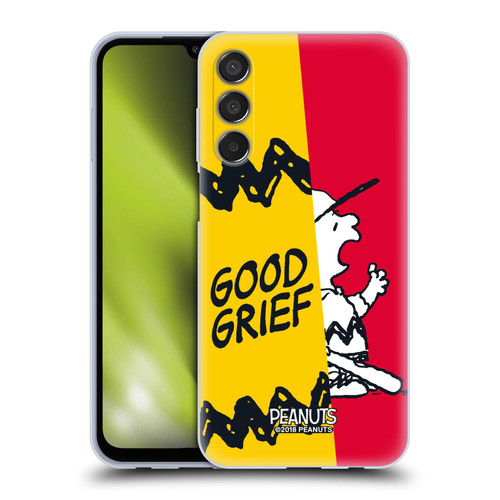 Peanuts Halfs And Laughs Charlie Good Grief Soft Gel Case for Samsung Galaxy M15/F15 5G