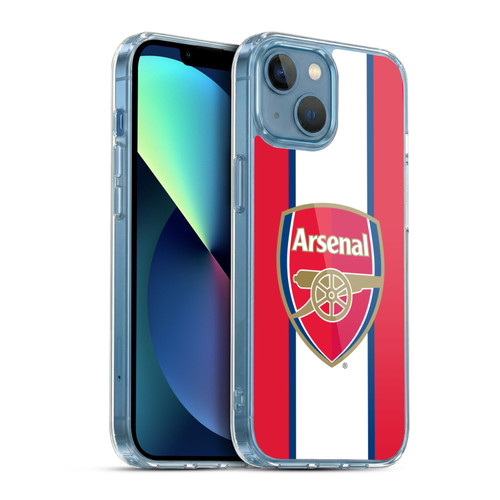 Arsenal FC Crest 2 Stripes 3 Soft Gel Case for Apple iPhone 13 Mini & MagSafe