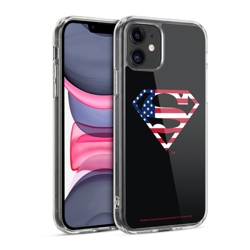 Superman DC Comics Logos U.S. Flag 2 Soft Gel Case for Apple iPhone 11