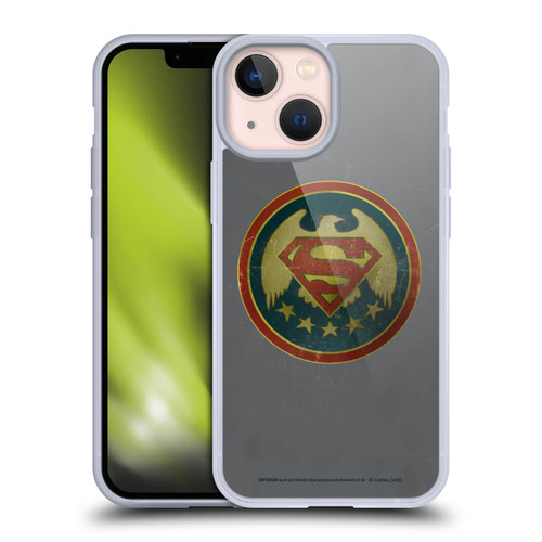 Superman DC Comics Logos Distressed Look Badge Soft Gel Case for Apple iPhone 13 Mini & MagSafe