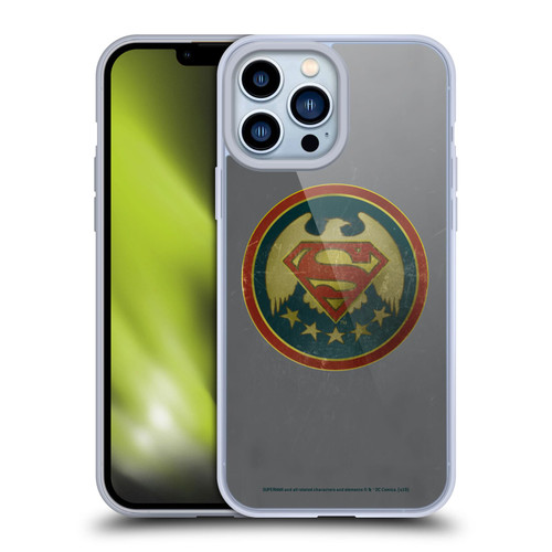 Superman DC Comics Logos Distressed Look Badge Soft Gel Case for Apple iPhone 13 Pro Max & MagSafe