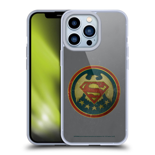 Superman DC Comics Logos Distressed Look Badge Soft Gel Case for Apple iPhone 13 Pro & MagSafe
