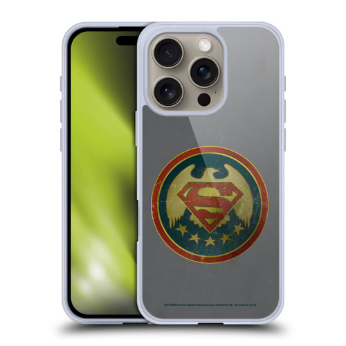 Superman DC Comics Logos Distressed Look Badge Soft Gel Case for Apple iPhone 16 Pro & MagSafe