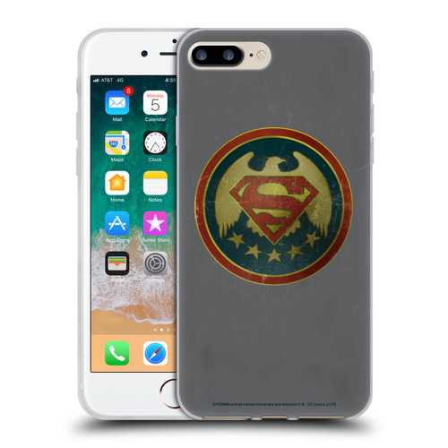 Superman DC Comics Logos Distressed Look Badge Soft Gel Case for Apple iPhone 7 Plus / iPhone 8 Plus & MagSafe