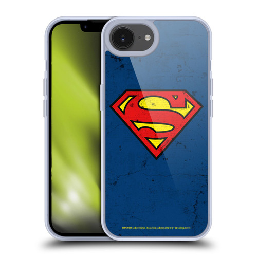 Superman DC Comics Logos Distressed Look Soft Gel Case for Apple iPhone 16e & MagSafe