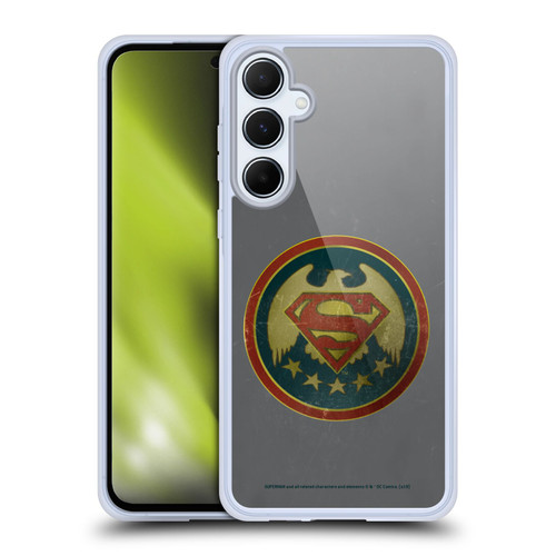 Superman DC Comics Logos Distressed Look Badge Soft Gel Case for Samsung Galaxy A55 5G
