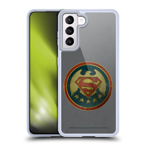 Superman DC Comics Logos Distressed Look Badge Soft Gel Case for Samsung Galaxy S21 5G & MagSafe