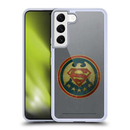 Superman DC Comics Logos Distressed Look Badge Soft Gel Case for Samsung Galaxy S22 5G & MagSafe