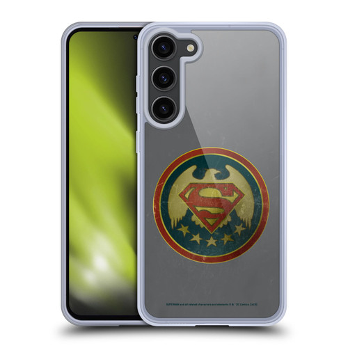 Superman DC Comics Logos Distressed Look Badge Soft Gel Case for Samsung Galaxy S23+ 5G & MagSafe