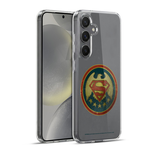 Superman DC Comics Logos Distressed Look Badge Soft Gel Case for Samsung Galaxy S24+ 5G & MagSafe