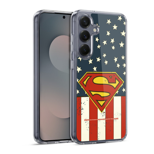 Superman DC Comics Logos U.S. Flag Soft Gel Case for Samsung Galaxy S25 & MagSafe