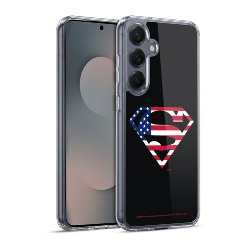 Superman DC Comics Logos U.S. Flag 2 Soft Gel Case for Samsung Galaxy S25+ & MagSafe