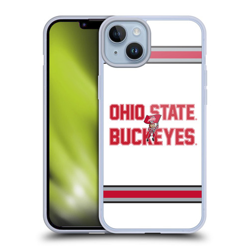 Ohio State University Logo White Stripes Soft Gel Case for Apple iPhone 14 Plus & MagSafe
