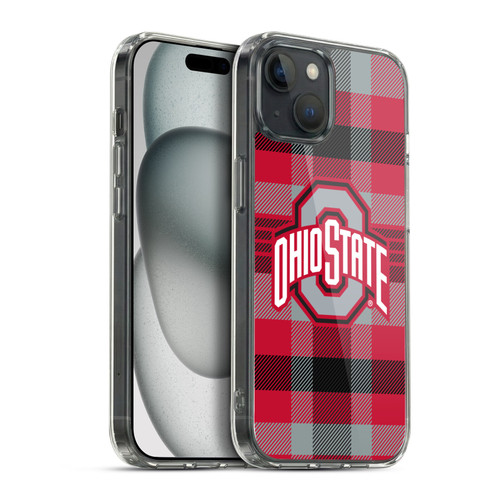 Ohio State University Logo Plaid Soft Gel Case for Apple iPhone 15 Plus & MagSafe