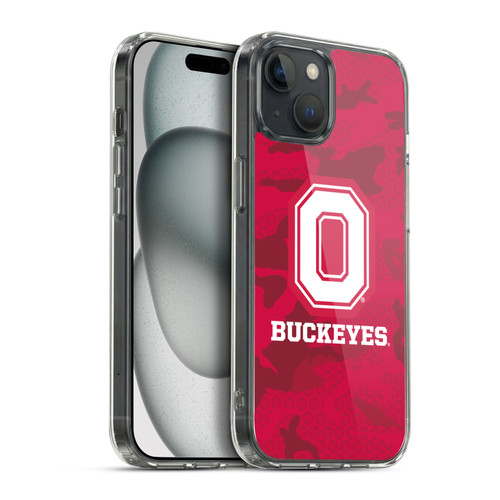 Ohio State University Logo Red Camou Soft Gel Case for Apple iPhone 15 Plus & MagSafe