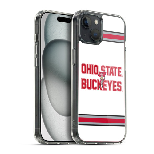 Ohio State University Logo White Stripes Soft Gel Case for Apple iPhone 15 Plus & MagSafe