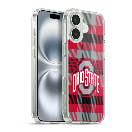 Ohio State University Logo Plaid Soft Gel Case for Apple iPhone 16 Plus & MagSafe