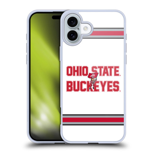Ohio State University Logo White Stripes Soft Gel Case for Apple iPhone 16 Plus & MagSafe