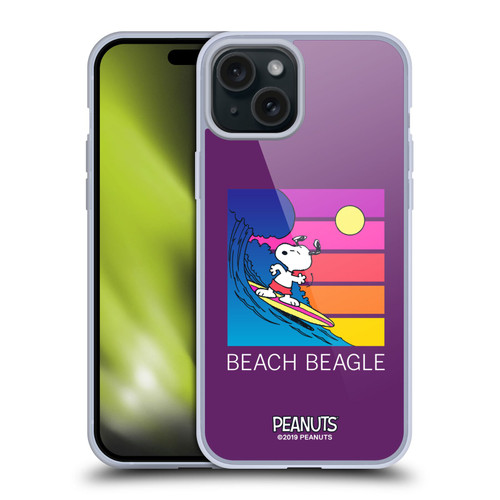 Peanuts Snoopy Aloha Disco Beach Beagle Soft Gel Case for Apple iPhone 15 Plus & MagSafe