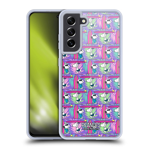 Peanuts Snoopy Aloha Disco Surf Pattern Soft Gel Case for Samsung Galaxy S21 FE 5G & MagSafe