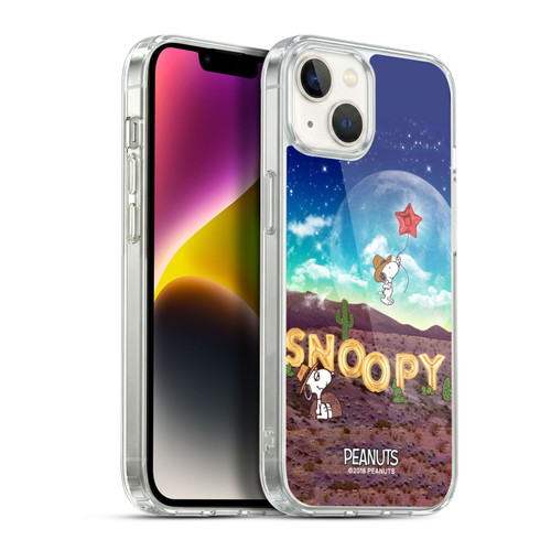 Peanuts Snoopy Space Cowboy Nebula Fly Balloon Soft Gel Case for Apple iPhone 14 Plus & MagSafe