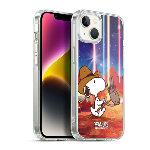 Peanuts Snoopy Space Cowboy Nebula Horse Riding Soft Gel Case for Apple iPhone 14 Plus & MagSafe