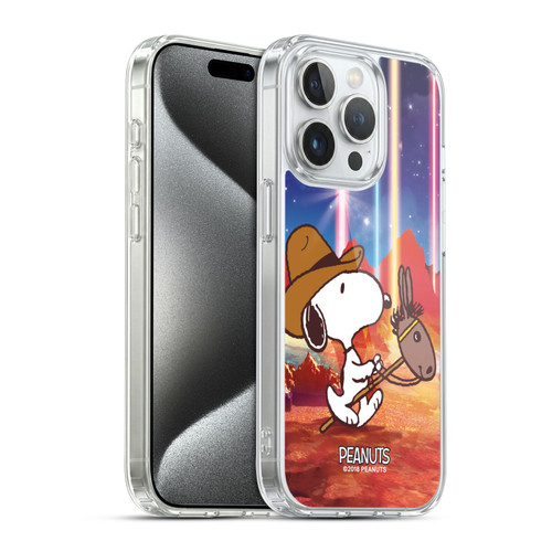 Peanuts Snoopy Space Cowboy Nebula Horse Riding Soft Gel Case for Apple iPhone 15 Pro & MagSafe