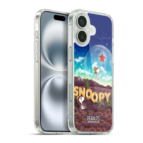 Peanuts Snoopy Space Cowboy Nebula Fly Balloon Soft Gel Case for Apple iPhone 16 Plus & MagSafe