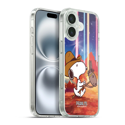 Peanuts Snoopy Space Cowboy Nebula Horse Riding Soft Gel Case for Apple iPhone 16 Plus & MagSafe
