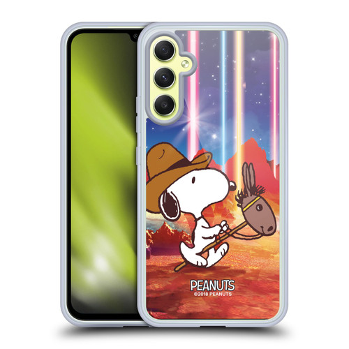 Peanuts Snoopy Space Cowboy Nebula Horse Riding Soft Gel Case for Samsung Galaxy A34 5G