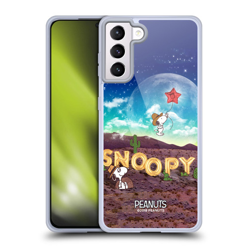 Peanuts Snoopy Space Cowboy Nebula Fly Balloon Soft Gel Case for Samsung Galaxy S21+ 5G & MagSafe