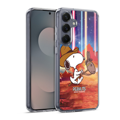 Peanuts Snoopy Space Cowboy Nebula Horse Riding Soft Gel Case for Samsung Galaxy S25 & MagSafe