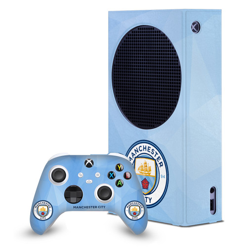 Manchester City Man City FC Badge Blue Geometric Game Console Wrap and Game Controller Skin Bundle for Microsoft Series S Console & Controller