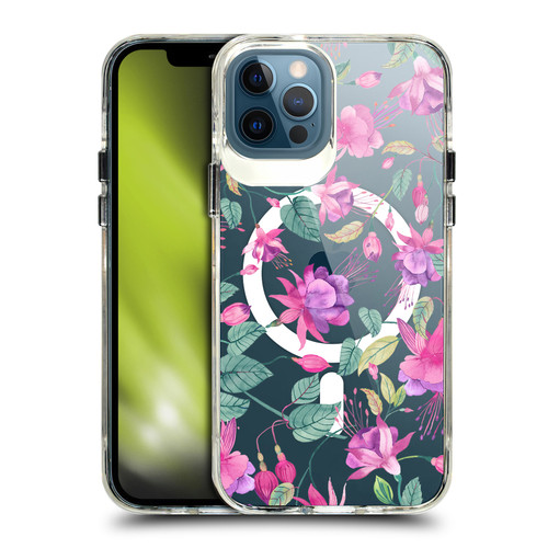 Ninola 2025-26 Collection Fuchsia Flower Romantic Pink SHOCKPROOF BUMPER CASE COMPATIBLE WITH Apple iPhone 12 / iPhone 12 Pro & MAGSAFE