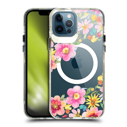 Ninola 2025-26 Collection Fresh Summer Flowers Pink SHOCKPROOF BUMPER CASE COMPATIBLE WITH Apple iPhone 12 / iPhone 12 Pro & MAGSAFE