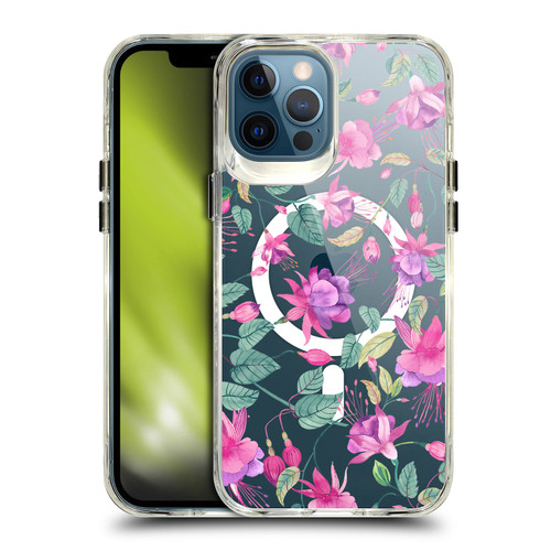 Ninola 2025-26 Collection Fuchsia Flower Romantic Pink SHOCKPROOF BUMPER CASE COMPATIBLE WITH Apple iPhone 12 Pro Max & MAGSAFE