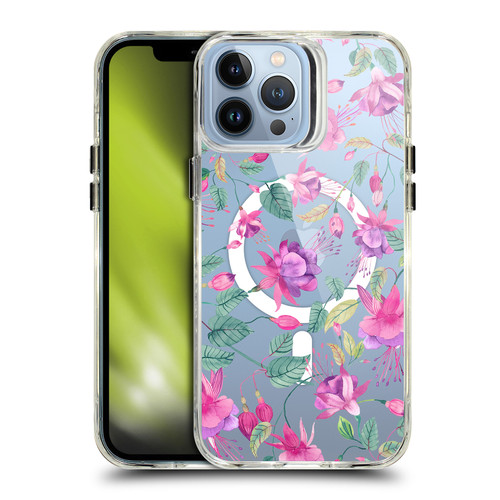 Ninola 2025-26 Collection Fuchsia Flower Romantic Pink SHOCKPROOF BUMPER CASE COMPATIBLE WITH Apple iPhone 13 Pro Max & MAGSAFE