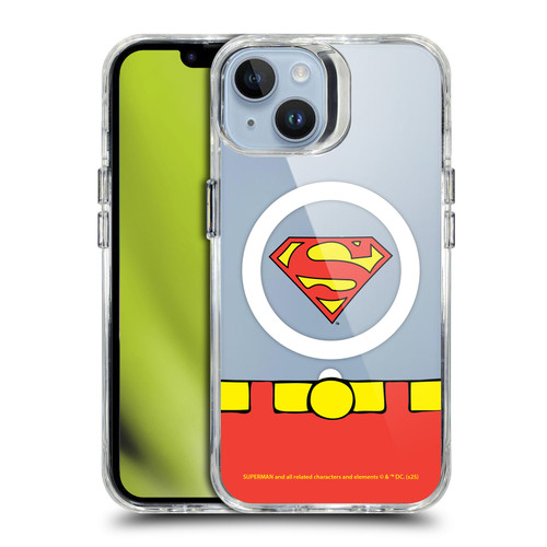 Superman DC Comics Logos and Comics Costume SHOCKPROOF BUMPER CASE COMPATIBLE WITH Apple iPhone 14 & MAGSAFE