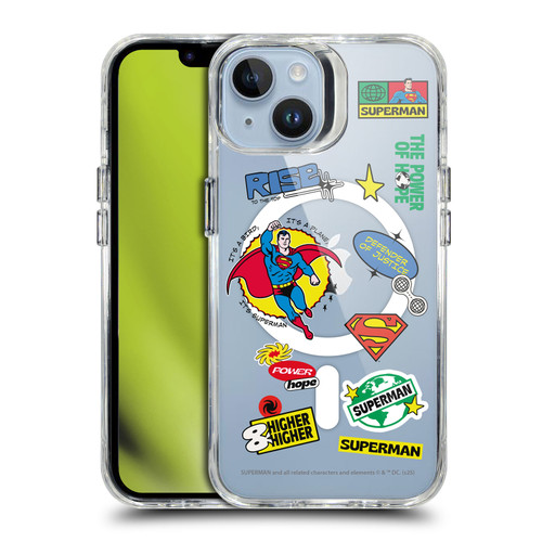 Superman DC Comics Logos and Comics Icons SHOCKPROOF BUMPER CASE COMPATIBLE WITH Apple iPhone 14 & MAGSAFE