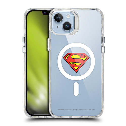 Superman DC Comics Logos and Comics Classic SHOCKPROOF BUMPER CASE COMPATIBLE WITH Apple iPhone 14 Plus & MAGSAFE