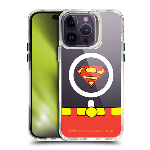 Superman DC Comics Logos and Comics Costume SHOCKPROOF BUMPER CASE COMPATIBLE WITH Apple iPhone 14 Pro Max & MAGSAFE